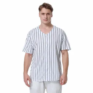 Wholesale comfortable personalized baseball tops cheap white baseball striped jersey for children