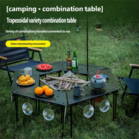Table d'extérieur moderne, portable, empilable, trapézoïdale, meubles emboîtables, résistante aux intempéries, pliable, en fer métallique pour le camping