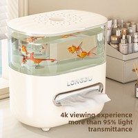 Aquarium multifonctionnel en plastique de style écologique pour la maison, avec distributeur de mouchoirs intégré, très transparent, pour salon ou bureau