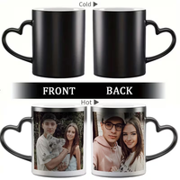 Coeur poignée céramique blanche pour café thé eau Lattegift magique Sublimation11oz Sublimation tasses tasses chauffantes tasses