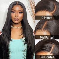 Vente en gros de cheveux vietnamiens bruts os naturel perruque de cheveux humains droite coupe de cheveux papillon couche réaliste 13x4 HD perruques avant en dentelle