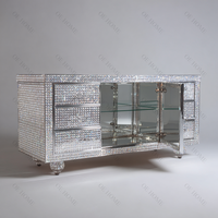 Meuble TV moderne argenté avec de nouveaux meubles en verre cristal pour le salon, la chambre, l'hôtel et l'appartement-à usage domestique