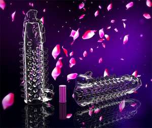 Großhandel Hot Selling Silikon Spike Crystal Vibration Kondom Transparente Vibrations hülse für Männer - Product Image 6