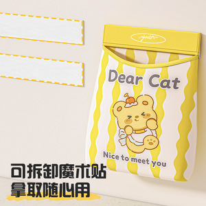 Dear Cat Wall Mount Trash Bag Storage Organizer Large Capacity Kitchen Cabinet Hanging Bag With Cute Bear Design - Product Image 5