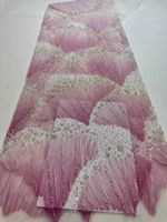 Tissu en dentelle de luxe avec perles et paillettes, tissu en maille brodé de perles et de paillettes pour robe de soirée femme