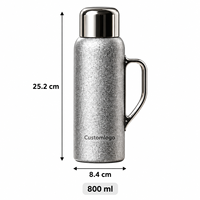 Thermos de Voyage Personnalisé de Luxe en Titane à Double Paroi, Grande Capacité 27 oz, avec Couvercle à Bouton Poussoir, Bec Verseur et Poignée de Transport