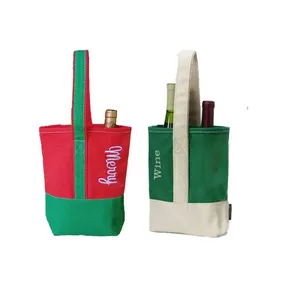 Monogrammed Winery Bachelorette Party Favor Tote Multi Color Personalized Embroidered Canvas Wine Carrier <b>Bag</b> - Product Image 2
