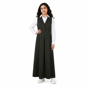 Robe Tablier Blanche Personnalisée pour Filles, Uniforme Scolaire, Manches Longues, Tissu Coton, Design Classique pour Enfants et Adolescents - Vente en Gros - Product Image 1