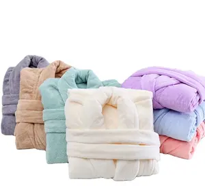 Nhà Cung Cấp Khách Sạn Áo Choàng Tắm Lông Cừu San Hô 100% Polyester Siêu Mềm Cho Nam Nữ Dùng Trong Khách Sạn/Spa