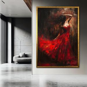Dipinto su Tela <span class=keywords><strong>di</strong></span> Donna Sensuale in Abito Rosso, Arte Murale <span class=keywords><strong>di</strong></span> Danza Emozionale per Camera da Letto, Decorazione Femminile - Product Image 2