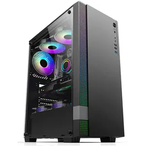 Hongyi Tisch vertikal SPCC HD Audio ARGB LED-Licht paneel ATX ITX M-ATX CASE Gamer Gaming Computer PC-Gehäuse & Türme mit RGB-Lüfter