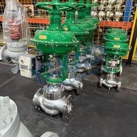 Vanne de régulation à globe en acier inoxydable de haute qualité F316 Classe 600 DN25 à guide linéaire, Piston pneumatique Classe VI FC pour service de gaz haute pression
