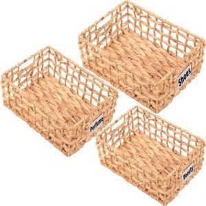 Cesta de Almacenamiento Rectangular Tejida a Mano con Diseño Hueco Plegable y Ecológico de Jacinto de Agua, con Asa, Marca Ecoka, ¡Gran Venta! - Product Image 1