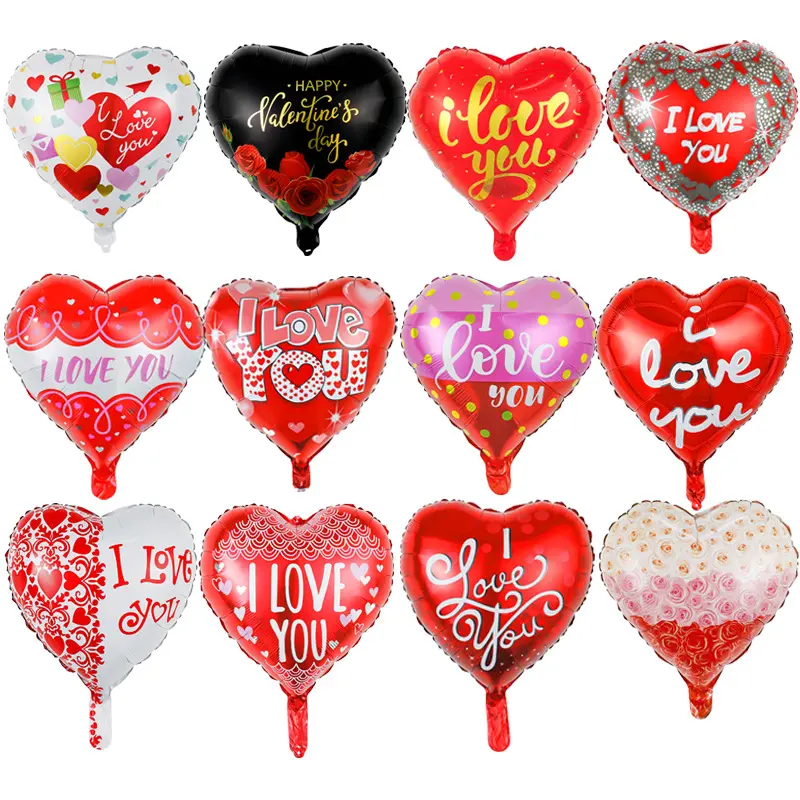 Nuevo diseño 18 pulgadas Red Love Heart Globos de helio para el día de San Valentín Globo Decoración para fiesta de boda