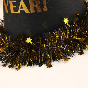 Decorazioni per feste di capodanno disponibili all'ingrosso cappello a cilindro di carta con nappine abbronzante nero di fascia alta con Design creativo - Product Image 4