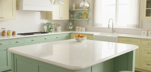 Vietnam Quartz Jade <b>Light</b> Yellow Big Slab Modern Kitchen Bathroom <b>Vanity</b> Top & Hospital Countertop with 3D Model Design - Product Image 6