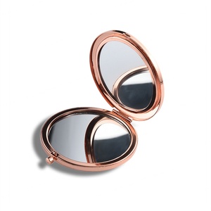 Wholesale Factory Promotional Metal PU Custom Logo Pocket <b>Compact</b> Rose Gold <b>Mirrors</b> - Product Image 6