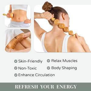 4 Massage werkzeuge aus Holz zur Körperform ung, zur Verbesserung der Durchblutung und Muskel entspannung - Product Image 5