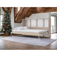 Nouveau design Lit mouphy invisible pliable de style nordique Lit mural à cadre métallique à ouverture horizontale à usage domestique peu encombrant avec armoire