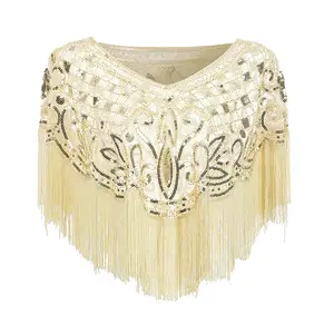 1920s Women's sequins costume flapper dress beaded sequin cape shawl accessories for women