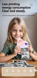 Appareil <span class=keywords><strong>photo</strong></span> instantané pour enfants P8 avec écran 2,4 pouces, double objectif, impression thermique 1080P, filtre, design méduse de dessin animé et jeu - Product Image 4