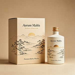 Caja de Papel con Tapa y Base Personalizada con Logotipo Directo de Fábrica, Estuche de Regalo Premium para Shochu de <span class=keywords><strong>Cebada</strong></span> con Lámina Dorada - Product Image 1