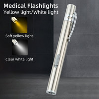 Mini linterna LED recargable por USB, pluma de luz fuerte, antorcha médica enfocada con cuerpo de lámpara de aleación de aluminio, cuerpo de acero inoxidable