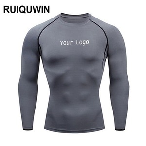 Camicia a compressione rapida ad alta elasticità con Logo personalizzato RUIQUWIN a maniche lunghe da palestra magliette sportive da palestra - Product Image 1