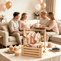 Panier de rangement en bois personnalisé pour bébé avec poignée, idéal pour la naissance, cadeau pour nouveau-né garçon ou fille