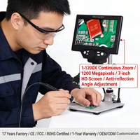 Digital Microscope 7 Inch LCD Screen 1200X Zoom Portable Handheld for PCB Soldering Repair