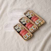 Boîte à sushi en papier personnalisée en gros avec emplacement pour baguettes, emballage jetable pour la livraison de repas
