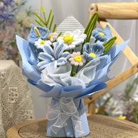 Bouquet de fleurs artificielles mélangées torsadées au crochet, fait main, lavable, respectueux de l'environnement, cadeau idéal pour la remise des diplômes et Pâques