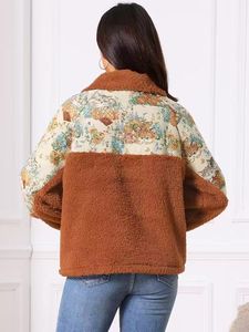 <strong>Womens</strong> Jacquard Pattern Sherpa Fleece <strong>Quarter</strong> <strong>Zip</strong> Pullover Long Sleeve Fall Winter <strong>Sweatshirt</strong> with Kangaroo Pocket for Wholesale - Product Image 4