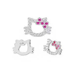 Orecchini a forma di gatto Zesen F136 in lega di titanio con zirconi 5A, <span class=keywords><strong>gioielli</strong></span> piercing alla moda per labbra e orecchie, unisex, per ragazze dolci - Product Image 2