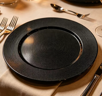 Assiettes de présentation élégantes en plastique texturé à pois dorés, réutilisables pour mariages, réceptions et dîners à domicile