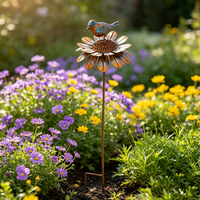 Ornement d'art floral en forme de tournesol et d'oiseau OEM ODM pour la décoration extérieure de jardin, patio, cour et parterre de fleurs