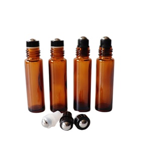 Chất lượng cao 10ml Hổ phách kính cuộn trên chai cho các loại tinh dầu nước hoa thủy tinh cuộn trên chai với kim loại con lăn bóng - Product Image 1