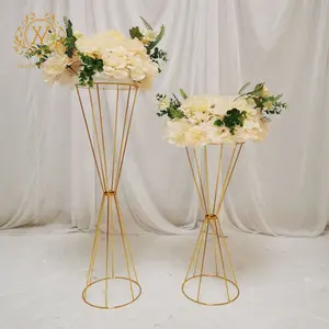 Wedding Props Runway Road Lead Gold Metal Flower Stand Wedding Center Piece Tabletop Decoration