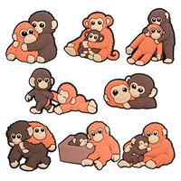 Breloques de chaussures mignonnes en forme de singe de dessin animé pour sabots, en PVC réutilisable et imperméable, épingles à chaussures personnalisées en forme d'animaux pour enfants et adultes