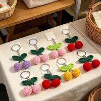 J.M. Fashion handgemaakte gehaakte kersen sleutelhanger Boho gebreide melk katoenen fruit tas hanger ornament cadeau voor vrouwen
