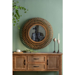 <span class=keywords><strong>Specchio</strong></span> da parete fatto a mano in Rattan intrecciato a mano che decora lo <span class=keywords><strong>specchio</strong></span> da parete Vintage Rond per soggiorno in famiglia - Product Image 4