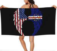 Vente directe d'usine, serviette de plage en microfibre personnalisée avec drapeau du Cap-Vert et des États-Unis, serviette de plage à séchage rapide et absorbante