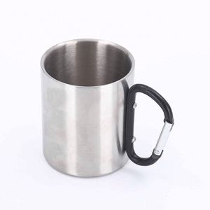 Stainless Steel Tumbler with Carabiner Handle 300Ml Portable Camping Mug Outdoor Travel <b>Cup</b> Minimalist Design - Product Image 1