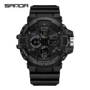 Montre sport pour homme SANDA 3168, design fantaisie, prête à être expédiée, élégante, best-seller, étanche, quartz, bracelet TPU. - Product Image 5