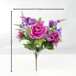 Bouquet de pivoines et de ranunculus artificiels en gros, <span class=keywords><strong>fleurs</strong></span> en soie au toucher réel avec verdure pour la décoration de mariage et de la maison - Product Image 4