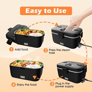 12V 24V Car Truck Electric Lunch Box 100W Fast <b>Heating</b> 1.8L Stainless Steel Portable Food Warmer Container for Adults - Product Image 6