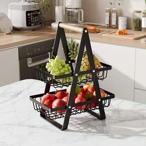 Countertop 2/3-Tier Fruit Storage <b>Basket</b> Rack Kitchen Storage Organizer for Fruits Veget <b>Bread</b> Snacks Detachable Metal <b>Basket</b> - Product Image 5