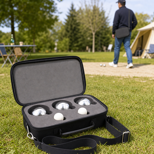 Sac <span class=keywords><strong>de</strong></span> transport pour boules <span class=keywords><strong>de</strong></span> <span class=keywords><strong>pétanque</strong></span> avec 3 boules et 2 jackes, étui en EVA, sangle réglable, pour sports <span class=keywords><strong>de</strong></span> plein air sur pelouse, personnalisable avec logo OEM, vente en gros - Product Image 1