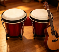 Wholesale Custom Logo Wooden Bongo Drum Kit, Sheepskin Drum Head Hand Percussion for Beginner Student Music Teaching Aid