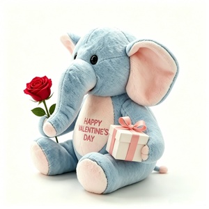 Customized <b>Elephant</b> Plush with Rose, <b>Elephant</b> Plush with <b>Gift</b> Box, Soft Blue <b>Elephant</b> Plushie, Cute <b>Elephant</b> Toy - Product Image 1